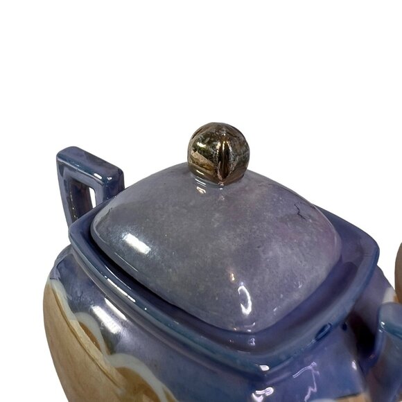 Vintage Peach Lusterware Japan Floral Ceramic Creamer 2 handled lidded Sugar Set - Picture 6 of 16